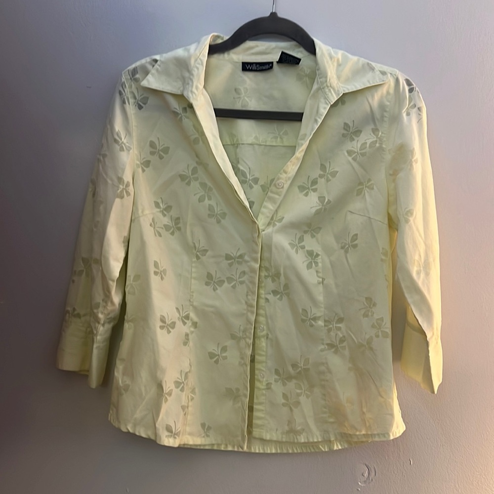 butterfly print button down dress shirt